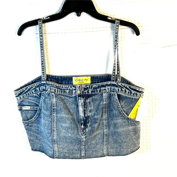 NEW Circus NY by Sam Edelman Bustier Denim Crop Top Womens XL Adjustable Straps - Picture 2 of 11
